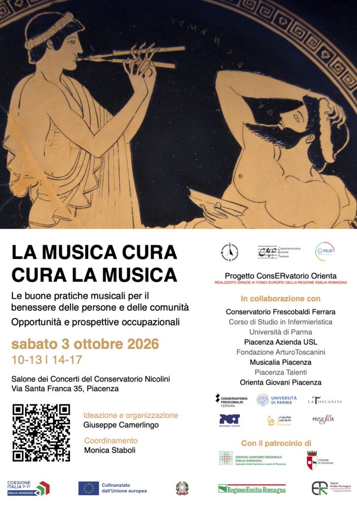 Locandina del convegno La musica cura, cura la musica